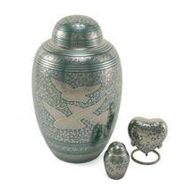 Load image into Gallery viewer, Solid Brass Guided Light Heart Keepsake Funeral Cremation Urn, 3 Cubic Inches
