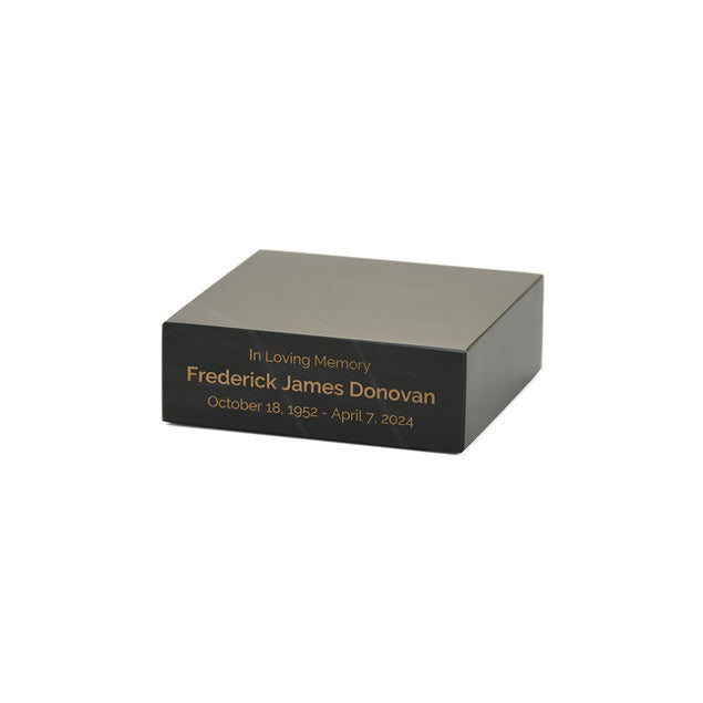 At Peace Memorials Black Marble Base, Gold Engraving