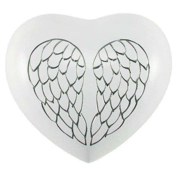 At Peace Memorials Arielle Heart, Angel Wings Petite Cremation Urn 20 Cubic Inches