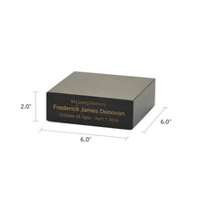 Load image into Gallery viewer, At Peace Memorials Black Marble Base, Gold Engraving
