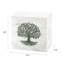 Load image into Gallery viewer, Monumental Memorials Tree of Life Green White Marble Cremation Urn 200 CI
