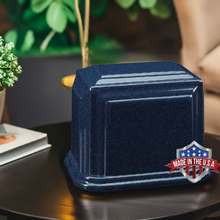Load image into Gallery viewer, At Peace Memorials Millennium XL Cultured Marble Urn for Ashes (Sapphire Blue) 300 CI TSA Approved
