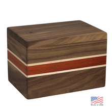Load image into Gallery viewer, Large/Adult 220 Cubic Inches Chalet Walnut Wood Funeral Cremation Urn for Ashes
