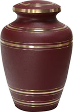 Load image into Gallery viewer, Large/Adult 200 Cubic Inches Burgundy/Red Brass Funeral Cremation Urn
