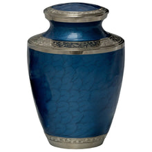 Load image into Gallery viewer, Large/Adult 200 Cubic Inches Mother of Pearl Blue Brass Funeral Cremation Urn
