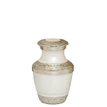 Load image into Gallery viewer, Small/Keepsake 3 Cubic Inches Mother of Pearl Silver Brass Cremation Urn
