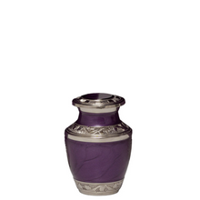 Load image into Gallery viewer, Small/Keepsake 3 Cubic Inches Mother of Pearl Purple Miniature Cremation Urn for Ashes
