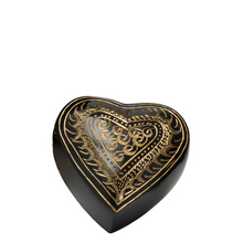 Load image into Gallery viewer, Small/Keepsake 3 Cubic Inches Etched Ebony Heart Cremation Urn for Ashes
