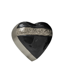 Load image into Gallery viewer, Small/Keepsake 3 Cubic Inches Mother of Pearl Black Silver Heart Cremation Urn for Ashes
