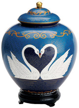 Load image into Gallery viewer, 410 cubic inches Swan Lake Cloisonne Companion Funeral Urn for Ashes
