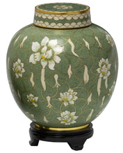 Load image into Gallery viewer, Large/Adult 210 Cubic Inches Pear Blossom Flower Cloisonne Cremation Urn
