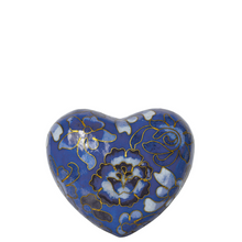 Load image into Gallery viewer, Small/Keepsake 2.5 Cubic Inches Cloisonne Azure Blue Heart Cremation Urn for Ashes
