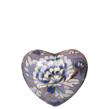 Load image into Gallery viewer, Small/Keepsake 2.5 Cubic Inches Cloisonne Purple Floral Heart Cremation Urn for Ashes
