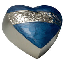 Load image into Gallery viewer, Small/Keepsake 3 Cubic Inches Heart Mother of Pearl Blue Brass Cremation Urn
