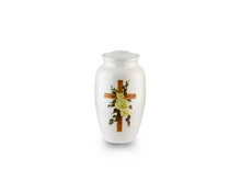 Load image into Gallery viewer, Yellow Rose Cross 220 Cubic Inches Large/Adult Funeral Cremation Urn for Ashes

