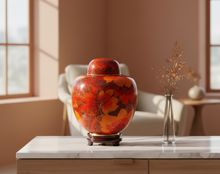 Load image into Gallery viewer, Large/Adult 210 Cubic Inches Fall Leaf Cloisonne Funeral Cremation Urn for Ashes
