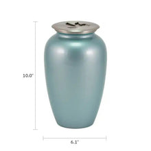 Load image into Gallery viewer, At Peace Memorials Large/Adult 200 Cubic Inches Riverfall Scatter Classic Dove Blue Frost Cremation Urn
