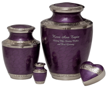 Load image into Gallery viewer, Small/Keepsake 3 Cubic Inches Mother of Pearl Purple Miniature Cremation Urn for Ashes
