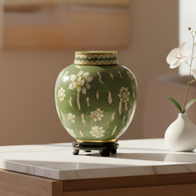 Load image into Gallery viewer, Large/Adult 210 Cubic Inches Pear Blossom Flower Cloisonne Cremation Urn
