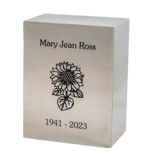 Load image into Gallery viewer, Large/Adult 230 Cubic Inches Pristine Stainless Cube Cremation Urn for Ashes
