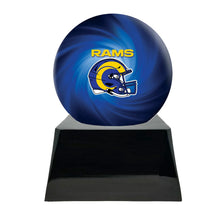 Load image into Gallery viewer, Large/Adult 200 Cubic Inch Los Angeles Rams Metal Ball on Cremation Urn Base
