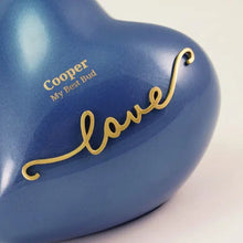 Load image into Gallery viewer, At Peace Memorials Extra Small Urn 50 Cubic Inches Adoring Heart Indigo Cremation Urn
