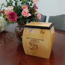 Load image into Gallery viewer, Large/Adult 230 Cubic Inches Oblique Burlwood Chest Cremation Urn for Ashes
