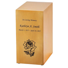 Load image into Gallery viewer, Large/Adult 230 Cubic Inches Spartan Gold Cube Cremation Urn for Ashes
