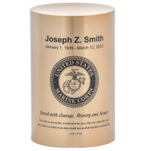 Load image into Gallery viewer, Large/Adult 200 Cubic Inches Gold Color Stainless Steel Cylinder Cremation Urn
