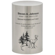 Load image into Gallery viewer, Large/Adult 200 Cubic Inches Silver Color Stainless Steel Cylinder Cremation Urn
