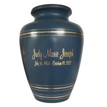 Load image into Gallery viewer, Large/Adult 200 Cubic Inches Wedgewood Blue Brass Funeral Cremation Urn
