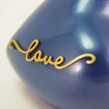 Load image into Gallery viewer, At Peace Memorials Extra Small Urn 50 Cubic Inches Adoring Heart Indigo Cremation Urn

