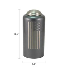 Load image into Gallery viewer, At Peace Memorials Large/Adult 230 Cubic Inches Eternal Essence Flag Gray Cremation Urn
