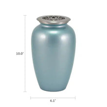 Load image into Gallery viewer, At Peace Memorials Large/Adult 200 Cubic Inches Riverfall Scatter Classic Lotus Blue Frost Cremation Urn

