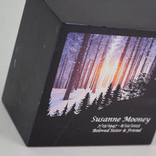 Load image into Gallery viewer, At Peace Memorials Large/Adult 200 Cubic Inches Monumental Memorials Forest Snowfall Cremation Urn
