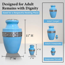 Load image into Gallery viewer, At Peace Memorials Tranquility Blue Urn for Ashes SET
