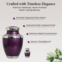Load image into Gallery viewer, At Peace Memorials Cordoba Dark Purple Keepsake Urn for Ashes
