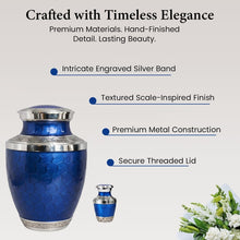 Load image into Gallery viewer, At Peace Memorials Cordoba Navy Blue Keepsake Urn for Ashes
