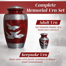 Load image into Gallery viewer, At Peace Memorials Dove Red Adult Urn for Ashes
