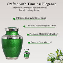 Load image into Gallery viewer, At Peace Memorials Cordoba Green Keepsake Urn for Ashes
