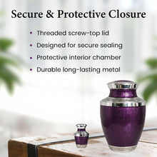 Load image into Gallery viewer, At Peace Memorials Cordoba Dark Purple Keepsake Urn for Ashes
