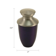 Load image into Gallery viewer, Purple Alloy &amp; Brass Keepsake Funeral Cremation Urn for Ashes, 5 Cubic Inches
