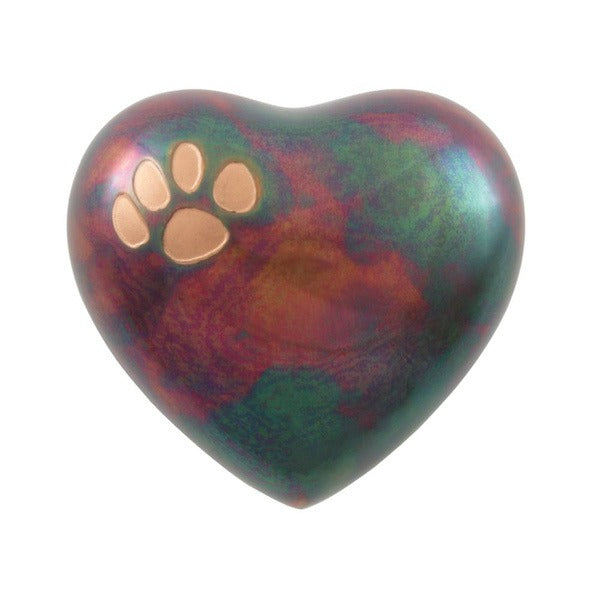 At Peace Memorials Classic Paws Raku Heart Keepsake