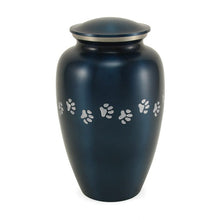 Load image into Gallery viewer, At Peace Memorials Classic Paws Blue Large Pet or Family Pet Urn
