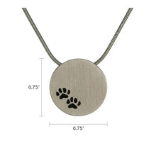 Load image into Gallery viewer, Stainless Steel Pewter Pendant w/Paw Prints and Chain Cremation Urn for Ashes
