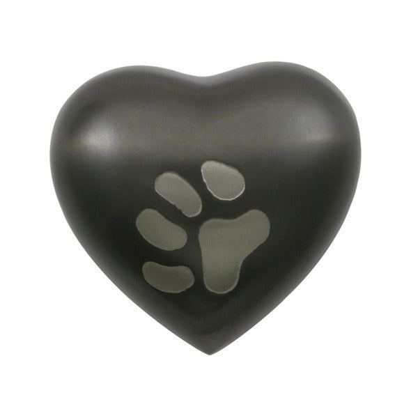 Small/Keepsake Slate/Pewter Brass Quest Heart Cremation Urn, 3 cubic inches