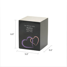 Load image into Gallery viewer, Monumental Memorials Hearts Pink Black, Extra Small Urn
