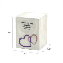 Load image into Gallery viewer, Monumental Memorials Hearts Pink White, Extra Small Urn
