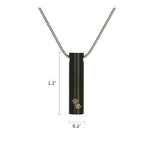 Load image into Gallery viewer, Stainless Steel Onyx Pawprint Cylinder and Chain Funeral Cremation Urn for Ashes

