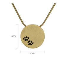 Load image into Gallery viewer, Stainless Steel Bronze Pendant w/Paw Prints and Chain Cremation Urn for Ashes
